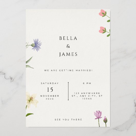 Elegant Wedding Invite | Vorlage bearbeiten (Vorderseite)