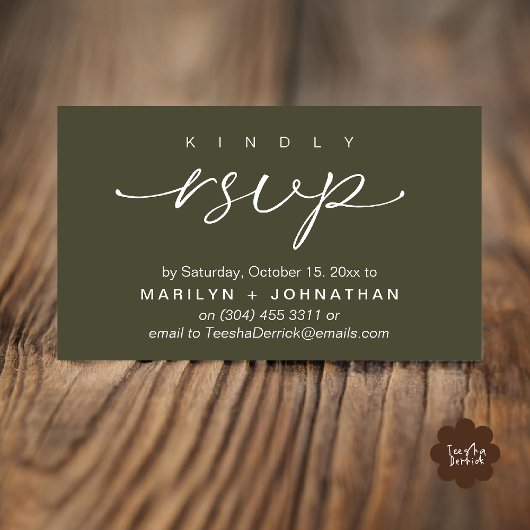 Elegant Wedding Invites RSVP via Phone or Email Begleitkarte