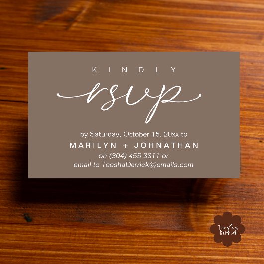 Elegant Wedding Invites RSVP via Phone or Email Begleitkarte