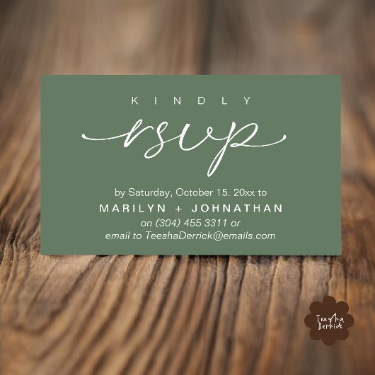 Elegant Wedding Invites RSVP via Phone or Email Begleitkarte