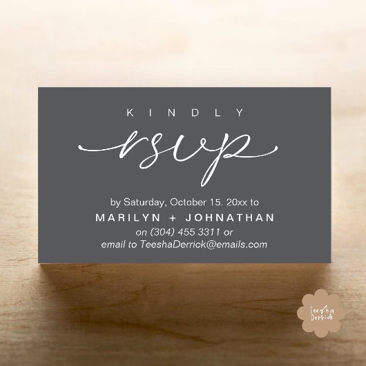 Elegant Wedding Invites RSVP via Phone or Email Begleitkarte