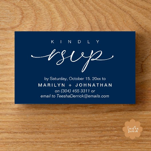 Elegant Wedding Invites RSVP via Phone or Email Begleitkarte