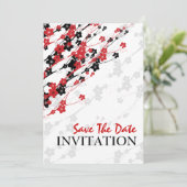 Elegant Wedding japanische Blume Red Save The Date (Stehend Vorderseite)