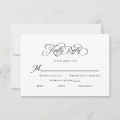 Elegant Wedding Kindly Reply Calligraphy Black RSVP Karte (Vorderseite)