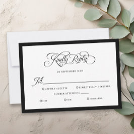 Elegant Wedding Kindly Reply Calligraphy RSVP Karte