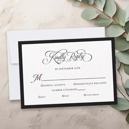 Elegant Wedding Kindly Reply Calligraphy RSVP Karte