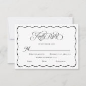 Elegant Wedding Kindly Reply Wavy Frame Black RSVP Karte (Vorderseite)