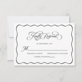 Elegant Wedding Kindly Respond Modern Black RSVP Karte