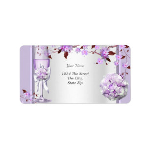 Elegant Wedding Lavender Lila Lilac 4 Adressaufkleber
