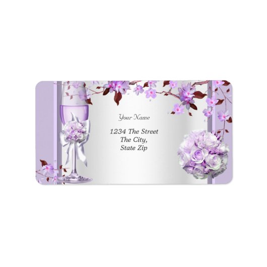 Elegant Wedding Lavender Lila Lilac 4 Adressaufkleber (Vorne)
