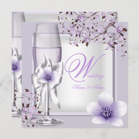 Elegant Wedding Lavender Lila Lilac 6 Einladung (Vorne/Hinten)