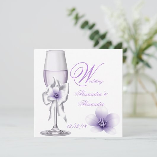 Elegant Wedding Lavender Lila Lilac AB Einladung (Stehend Vorderseite)