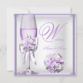 Elegant Wedding Lavender Lila Lilac Champagne 2 Einladung (Vorderseite)