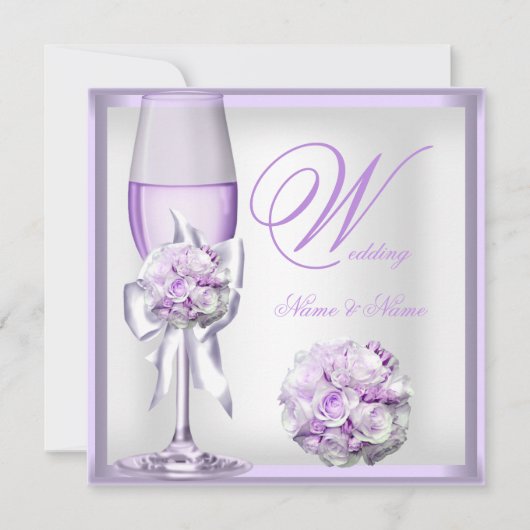 Elegant Wedding Lavender Lila Lilac Champagne 2 Einladung (Vorderseite)