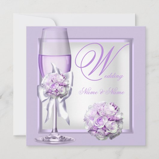Elegant Wedding Lavender Lila Lilac Champagne 3 Einladung (Vorderseite)