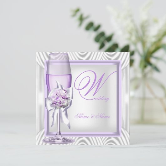 Elegant Wedding Lavender Lila Lilac Champagne Einladung (Stehend Vorderseite)
