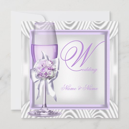 Elegant Wedding Lavender Lila Lilac Champagne Einladung (Vorderseite)