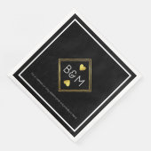 Elegant Wedding Liebe Monogram Black Serviette (Ecke)