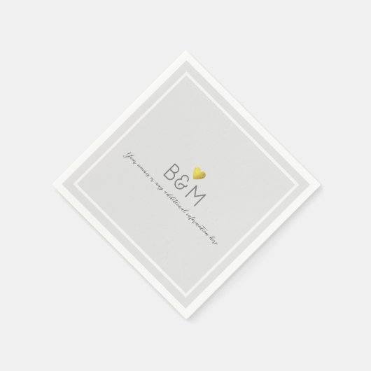 Elegant Wedding Liebe Monogram Gray Serviette (Ecke)