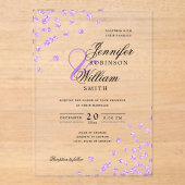 Elegant Wedding Lila Glitzer Confetti Themed Acryleinladungen (Vorderseite)