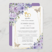 Elegant Wedding Lila Lilac Floral Butterflies