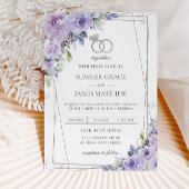 Elegant Wedding Lila Lilac Floral Silver Rings Einladung