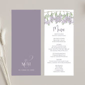 Elegant Wedding Lilac Floral Script Menükarte