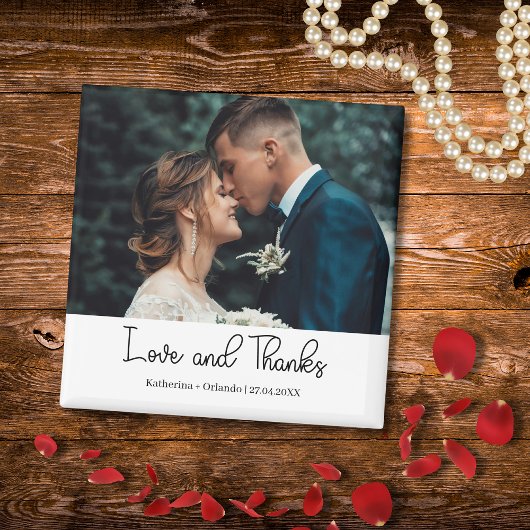 Elegant Wedding Love and Thanks Photo Magnet