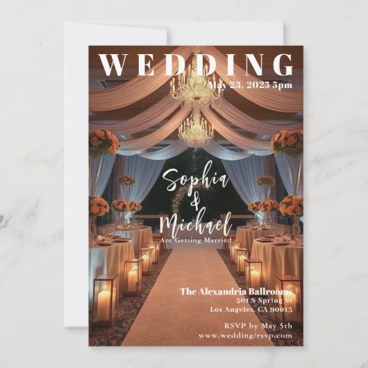 Elegant Wedding Magazine Cover Einladung (Vorderseite)