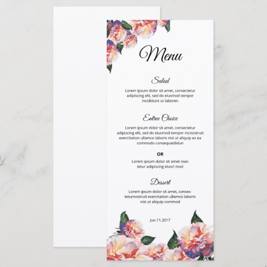 Elegant Wedding Menu Template – Printable design Menükarte (Vorne/Hinten)