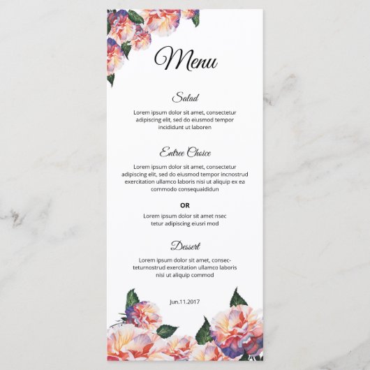 Elegant Wedding Menu Template – Printable design Menükarte (Vorderseite)