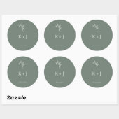 Elegant Wedding Minimal Sage Green Envelope Seal Runder Aufkleber (Blatt)