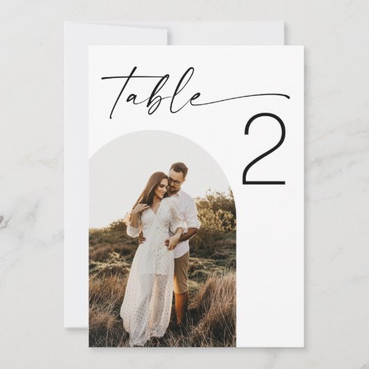 Elegant Wedding | Minimalist Photo Table Number Einladung (Vorderseite)