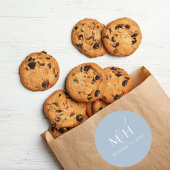 Elegant Wedding Minimalistisch Monogram Dusty Blue Runder Aufkleber