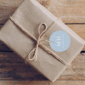 Elegant Wedding Minimalistisch Monogram Dusty Blue Runder Aufkleber