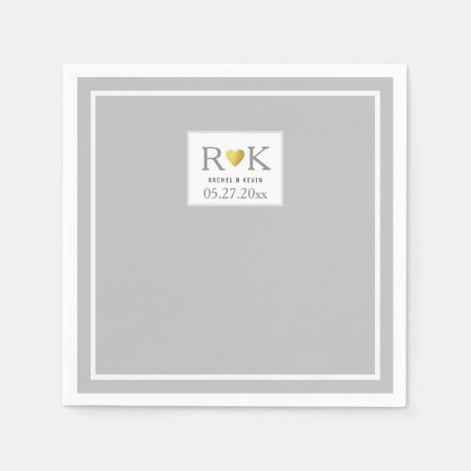 Elegant Wedding Mit Monogramm Gray Serviette (Vorderseite)