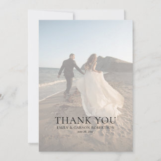 Elegant Wedding Modern Faded Photo Monogram  Dankeskarte