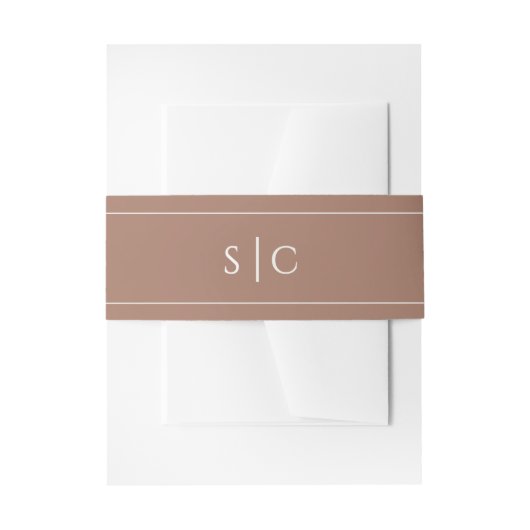 Elegant Wedding Modern Monogram Mocha Brown Einladungsbanderole (Vorderseite Beispiel)