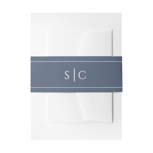 Elegant Wedding Modern Monogram Simple Blue Einladungsbanderole (Vorderseite Beispiel)