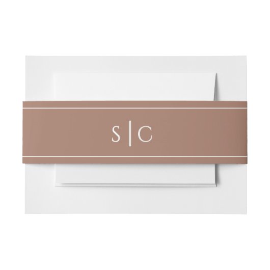 Elegant Wedding Modern Monogram Simple Brown Einladungsbanderole (Vorderseite Beispiel)