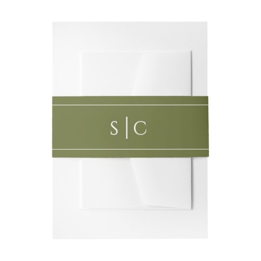 Elegant Wedding Modern Monogram Simple Green Einladungsbanderole (Vorderseite Beispiel)
