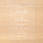 Elegant Wedding Modern Script Typografy White Acryleinladungen (Vorderseite)