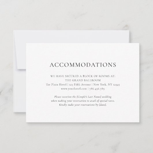 Elegant Wedding Monogram Accommodation Card Dankeskarte (Vorderseite)
