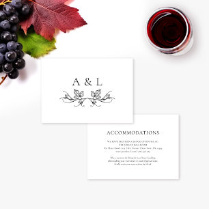 Elegant Wedding Monogram Accommodation Card Dankeskarte