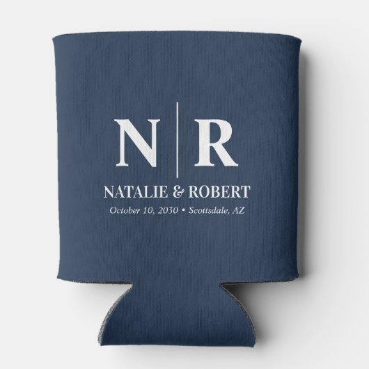 Elegant Wedding Monogram Bride Groom Initials Dosenkühler (Rückseite)