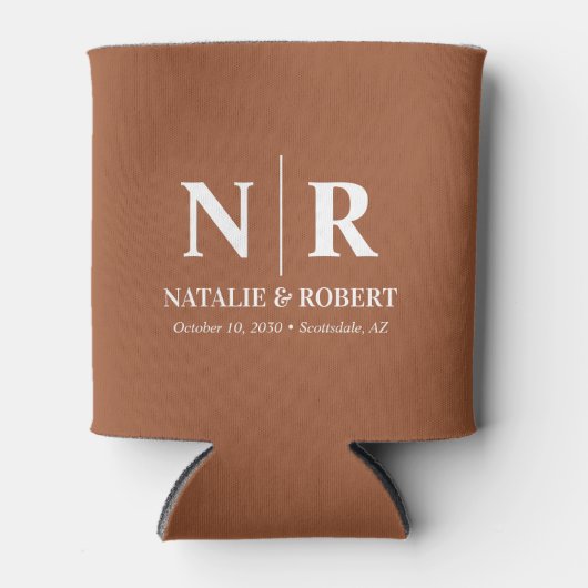 Elegant Wedding Monogram Bride Groom Initials Dosenkühler (Vorderseite)