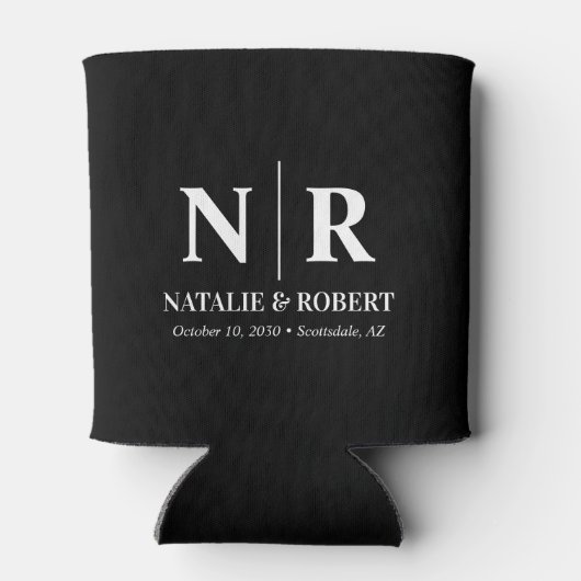 Elegant Wedding Monogram Bride Groom Initials Dosenkühler (Rückseite)