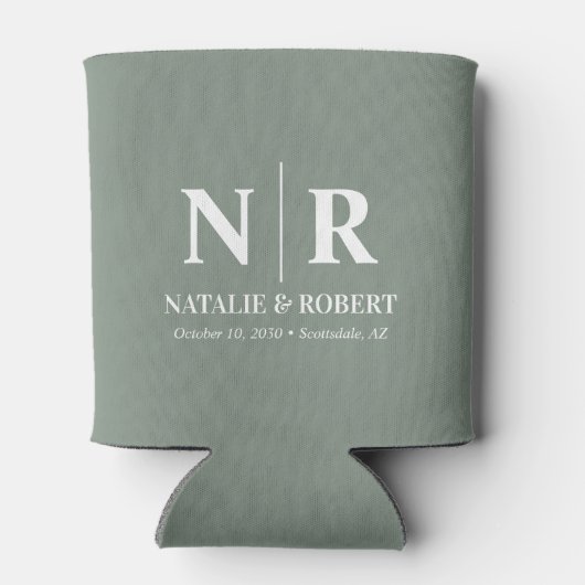 Elegant Wedding Monogram Bride Groom Initials Dosenkühler (Rückseite)