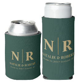 Elegant Wedding Monogram Bride Groom Initials Dosenkühler