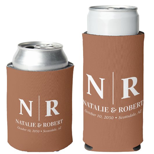 Elegant Wedding Monogram Bride Groom Initials Dosenkühler